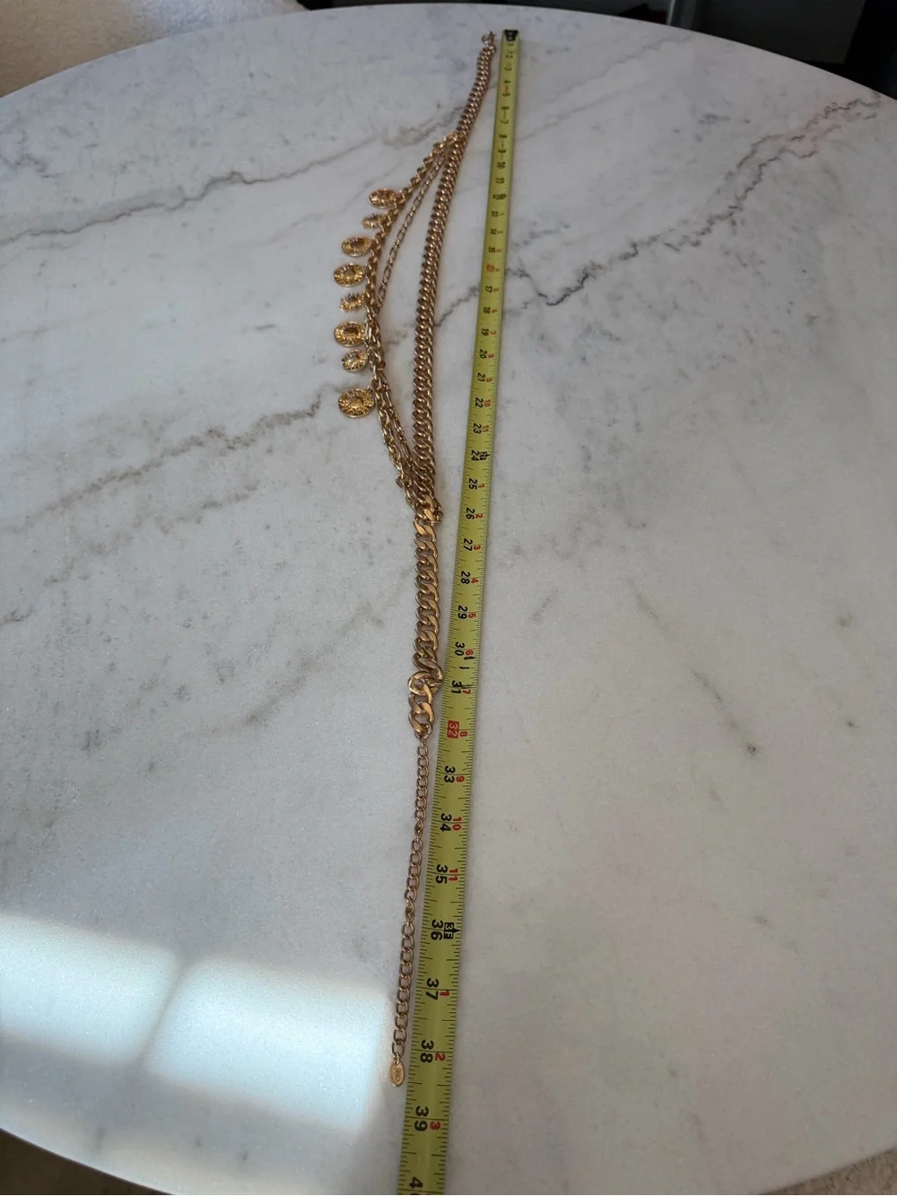 Zara Layered Gold Chain Charm Waist Belt | Coin & Sun Medallion Statement Belt